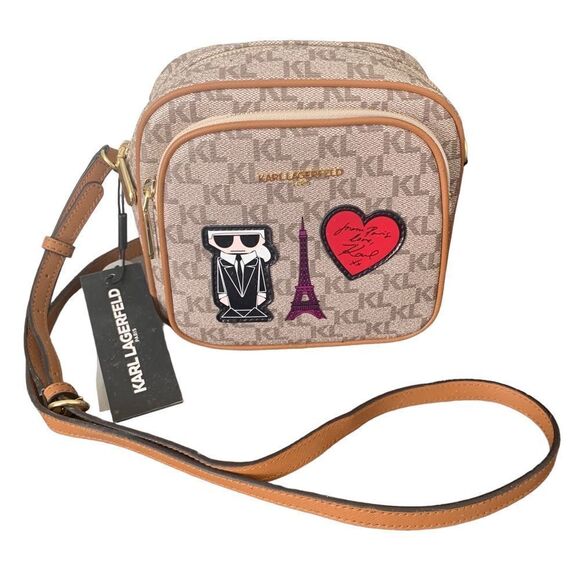 Karl Lagerfeld Paris Signature Patches Crossbody Camera Bag - Picture 1 of 9